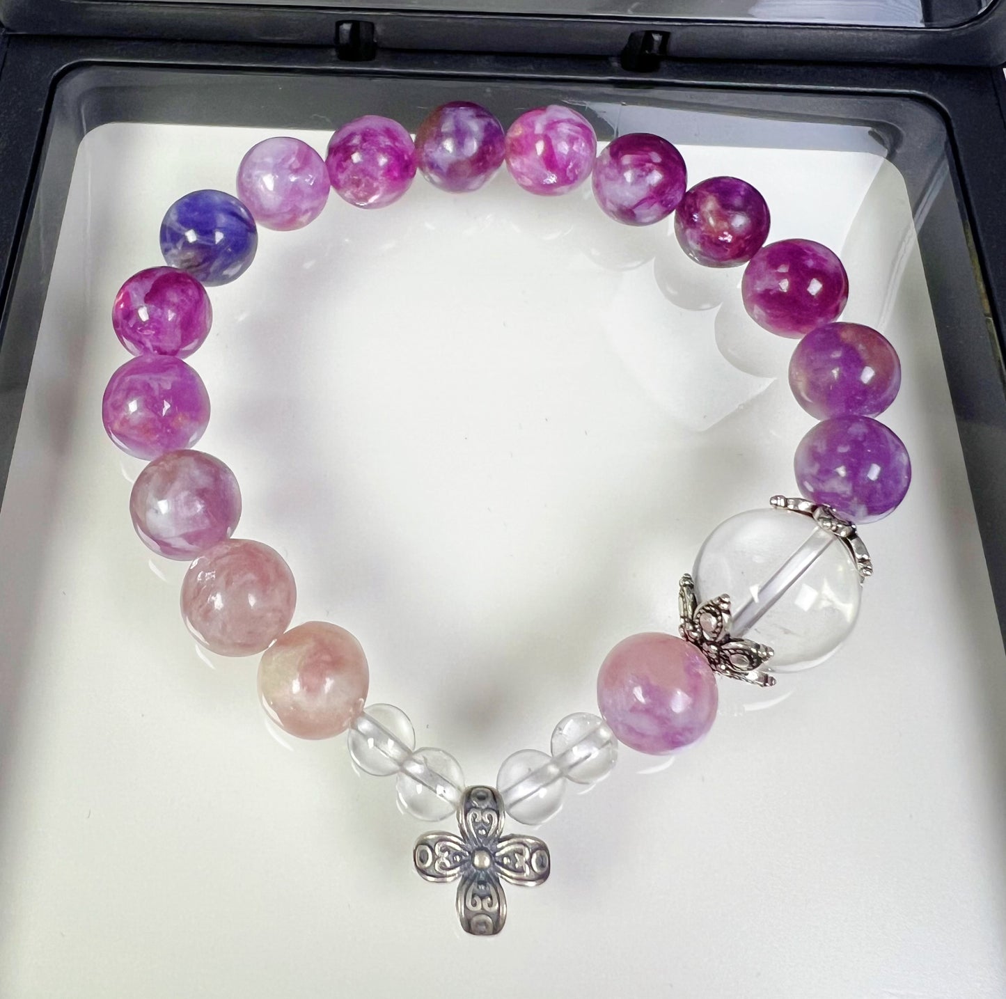 Natural Chrome Mica and Clear Quartz with Sterling Silver accessories Bracelet